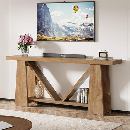 Tribesigns 70.9-Inch Extra Long Console Table, Farmhouse Entryway Table with Storage, Narrow Wooden Couch Table Behind Sofa for Living Room, Entrance, Hallway
