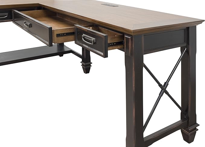 Martin Furniture Hartford Open L-Shaped Desk, Brown