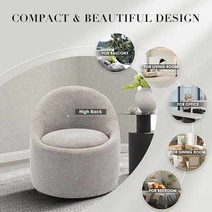 360° Swivel Accent Chair Set of 2, Mid-Century Modern Chair with Hidden Storge, Small Swivel Chair with Arms for Living Room/Office - Light Grey