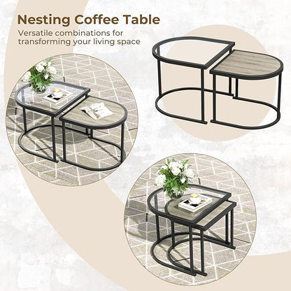 Grand patio 4-Piece Outdoor Conversation Set with 2 Single Chairs and 2 Patio Coffee Tables, Wicker Furniture Set