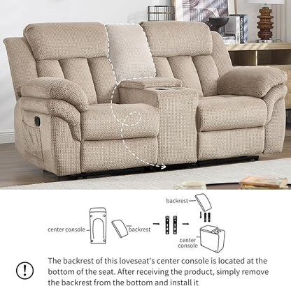 CANMOV Recliner Sofa Set, Oversize Power Lift Recliner Chair and Manual Loveseat with Overstuffed Armrest for Living Room,Bedroom Furniture,Office,1+2 Seat Light Brown