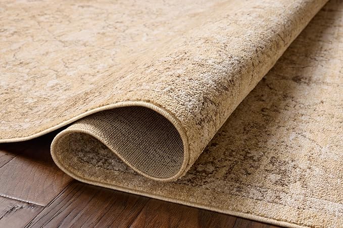 Loloi Chris Loves Julia Palma Collection PLM-10 Wheat/Bark 2'-7" x 12'-0" Fringe Runner Rug Vintage Style Boho Living Room Bedroom Carpet