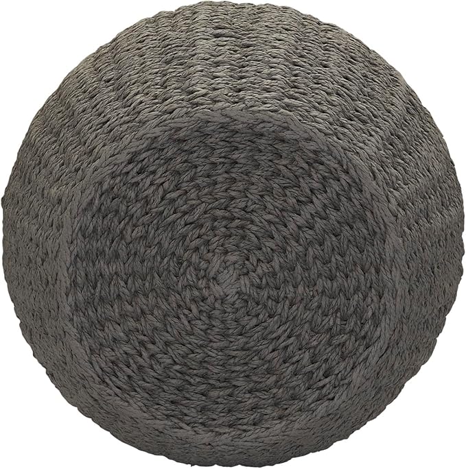 Household Essentials Handwoven Paper Rope Barrel Wicker Storage Basket Side Table, Gray