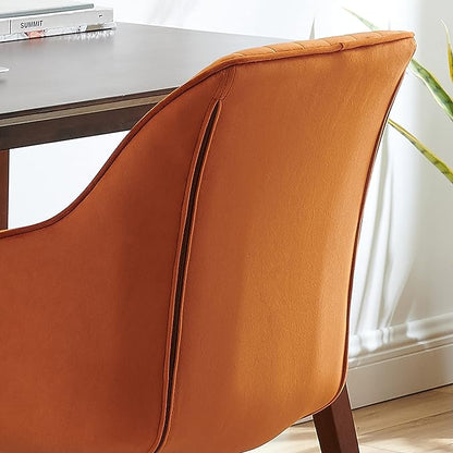 Zouron Mid Century Modern Swivel Accent Chair with Gold Metal Legs, Upholstered Swivel Chair No Wheels, Side Accent Arm Chair Vanity Chair for Small Space Home Office Living Room Bedroom, Cinnamon