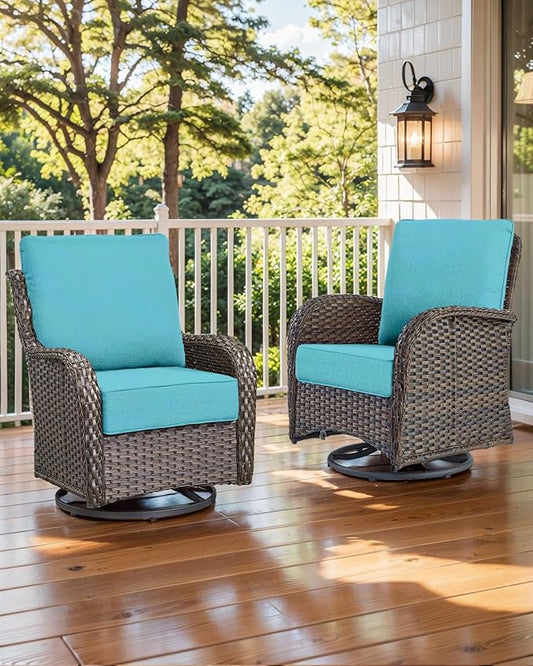 Luxury 22x24/22x25 6-Inch Outdoor Cushions - Water Resistant 1 Set Zippered Patio Chair Cushion for Wicker Dining Rocking Swivel Chairs Loveseat Couch Sectional Sofa - Turquoise