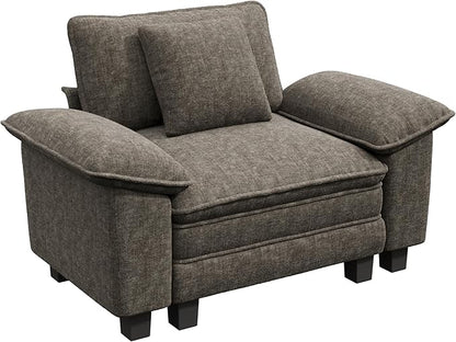 53.5" Modular Sectional Single Sofa, Soft Plush Chenille Armchair with Comfortable Deep Seat & Removable Arms for Living Room，Smoky Gray