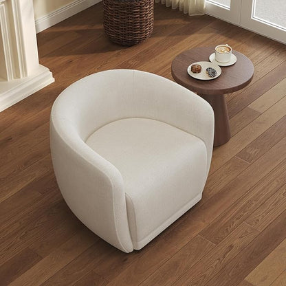 Leyu&Hafort Swivel Accent Chair, Upholstered Reading Armchair, Modern Living Room Chair, Club Living Room Chair for Bedroom, Office, Study, Apartment (Beige)