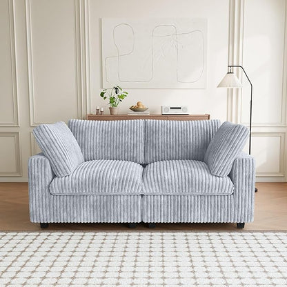 78.74" Oversized Loveseat Sofa, Deep Seat Cloud Couch, 2 Seat Comfy Modular Sectional Couches for Living Room, Plush Couch Cushion Covers Removable, Gray
