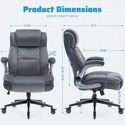 Large High Back Office Chair with Flip Arms- Executive Desk Chair with Locking Wheels, Adjustable Lumbar Support, Ergonomic Breathable Fabric Computer Chair Prevents Cats Scratching
