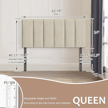 HAOBO Home Upholstered Headboards Foldable Queen/Full Linen Panels with Height Adjustments