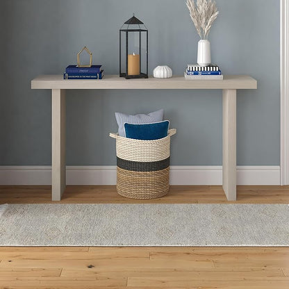 Henn&Hart 55'' Wooden Rectangular Fluted Console Table Entryway Table, Sofa Table for Entryway, Living Room, Couch, Hallway, or Office, Alder White
