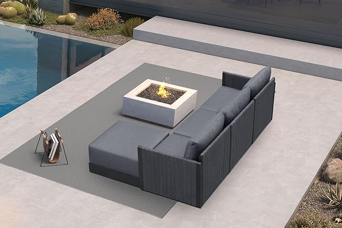 PURPLE LEAF 4 Pieces Patio Conversation Sets All Weather Outdoor Couch Sectional Set with Cushion Small Conversation Set for Garden Poolside Backyard Gray