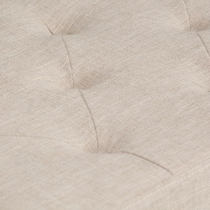SIMPLIHOME Hamilton 48 inch Wide Transitional Rectangle Storage Ottoman in Natural Linen Look Fabric, Assembled, For the Living Room, Entryway and Family Room