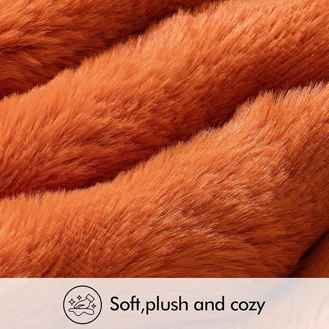 MIULEE Faux Fur Pillow Covers Thick Soft Plush Throw Pillows Luxury Home Decor for Fall Couch Bed Bedroom Living Room Sofa,18x18 Inch Pack of 2 Burnt Orange