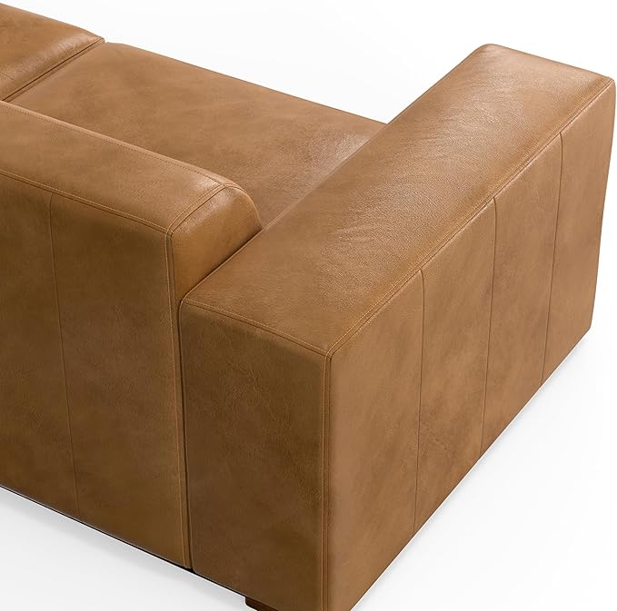SIMPLIHOME Rex 2-Seater Modular Sofa in Full-Grain Genuine Leather, Sienna, 88-inches Wide, Handcrafted Leather Loveseat Sofa for Living Room
