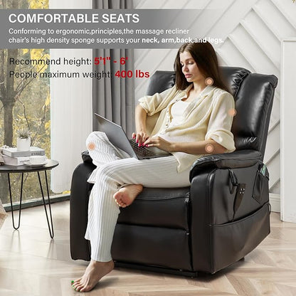 Power Lift Recliner Chair Recliners for Elderly,Lay Flat Air Leather Recliner with Heat and Massage,Dual Motor Lounge Recliners for Living Room