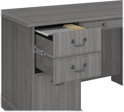 Bush Furniture Saratoga Executive Desk and Bookcase Set in Modern Gray