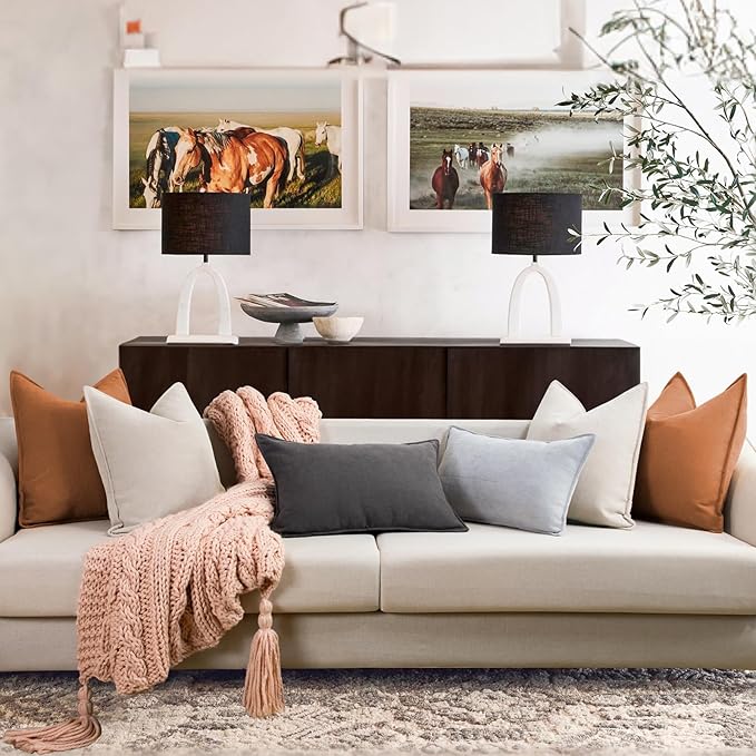 ZWJD Orange Pillow Covers 18x18 Set of 2 Chenille Throw Pillow Covers with Elegant Design Soft and Luxurious Decorative Throw Pillows for Couch, Bed, and Home Decor