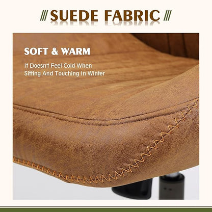 High Back Office Chair,Modern Swivel Office Chair,Brown Suede Fabric Gaming Chair,Height Adjustable Home Office Desk Chair with Lumbar Support