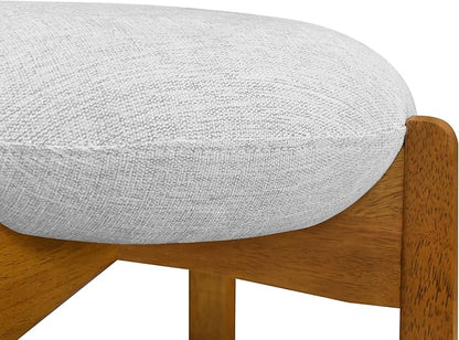 Christopher Knight Home Lilac Modern Counter Height Bar Stools Set of 4, Fabric Round Stool Chair for Kitchen Island, Wooden Dining Room Chair, Upholstered Counter Stool with Footrest, Walnut+Ivory