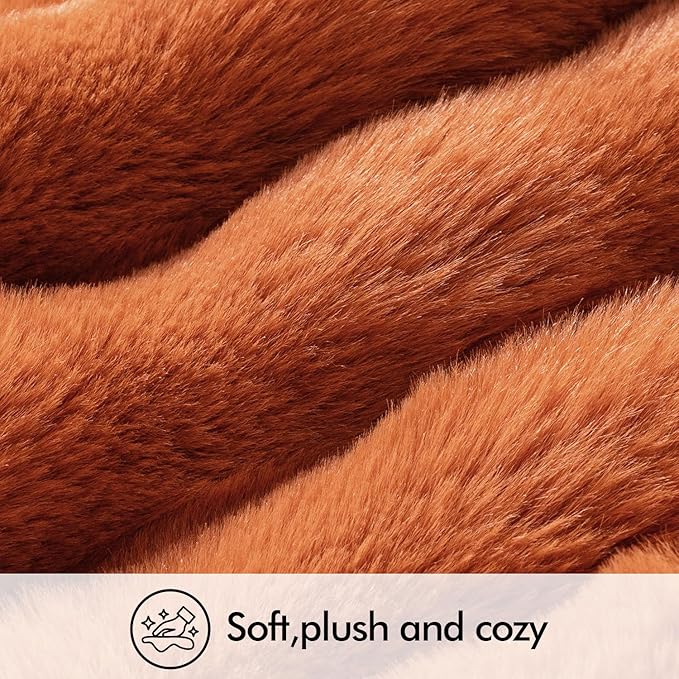 MIULEE Faux Fur Pillow Covers Thick Soft Plush Throw Pillows Luxury Home Decor for Fall Couch Bed Bedroom Living Room Sofa,18x18 Inch Pack of 2 Rust
