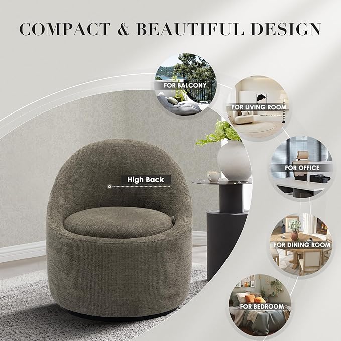360° Swivel Accent Chair Set of 2, Mid-Century Modern Chair with Hidden Storge, Small Swivel Chair with Arms for Living Room/Office - Green