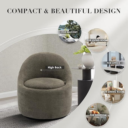 360° Swivel Accent Chair Set of 2, Mid-Century Modern Chair with Hidden Storge, Small Swivel Chair with Arms for Living Room/Office - Green