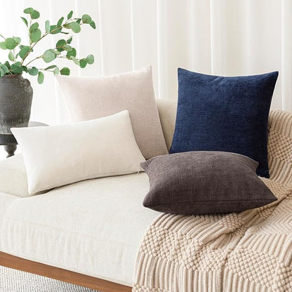 Foindtower Pack of 2 Soft Textured Throw Decorative Pillow Covers Square Accent Solid Cushion Cover Cozy Farmhouse Pillow Case with Zipper for Couch Sofa Bedroom Living Room 22x22 Inch, Charcoal
