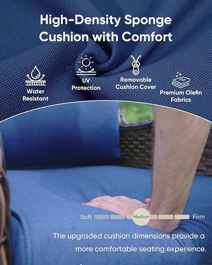 HUMMUH High Back Outdoor Swivel Rocker Patio Chairs Set of 2 with 5-Inch Thick Cushions, All-Weather Wicker Patio Furniture for Porch,Poolside, Deck, and Yard