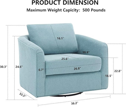 MINCETA Oversized Accent Chair for Living Room, 360° Swivel Barrel Chair with High Density Foam, Modern Glider Chair with Performance Fabric Upholstered Armchair for Apartment, Bedroom Teal Blue