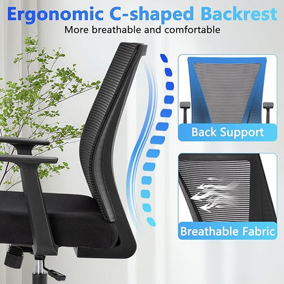 CLATINA Home Office Chair Ergonomic Desk Chair Mesh Computer Chairs with Armrests Executive Rolling Wheels Swivel Heavy Duty Chairs Office, Home, Black 4 Pack