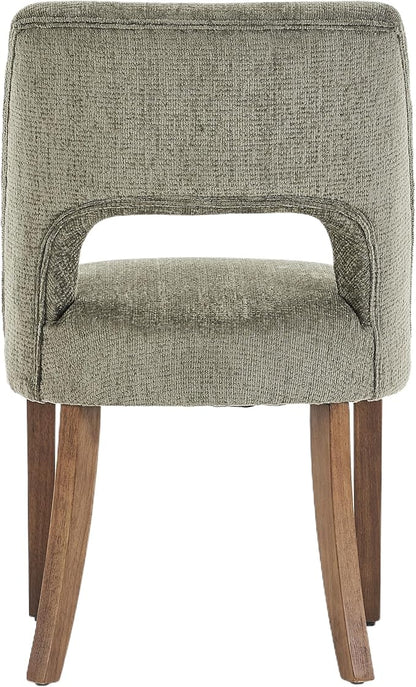 VKNOW Wooden Dining Chairs Set of 6, Modern Fabric Upholstered Dining Room Chair Kitchen Chairs, Farmhouse Dinner Chair for Kitchen Dining Room, Green