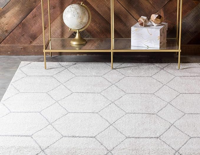 Unique Loom Trellis Frieze Collection Area Rug - Geometric (7' 1" x 10', Ivory/ Gray)