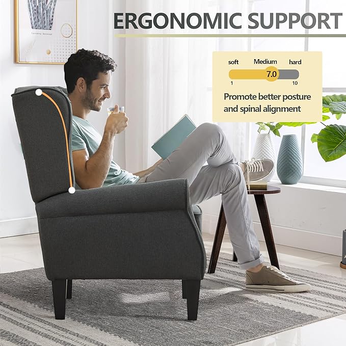 Accent Chair Set of 2, Modern Living Room Chairs with Wingback, Comfy Upholstered High Back Single Sofa for Bedroom, Mid-Century Reading Armchair Sillas para Sala