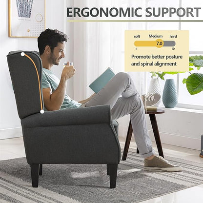 Accent Chair, Modern Living Room Chairs with Wingback, Comfy Upholstered High Back Single Sofa for Bedroom, Mid-Century Reading Armchair Sillas para Sala