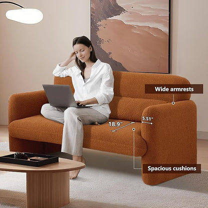 Loveseat Sofa, 59" W 2-Seater Lamb Fabric Couch, Solid and Easy to Install, Modern Upholstered Couch for Bedroom, Apartment, Living Room