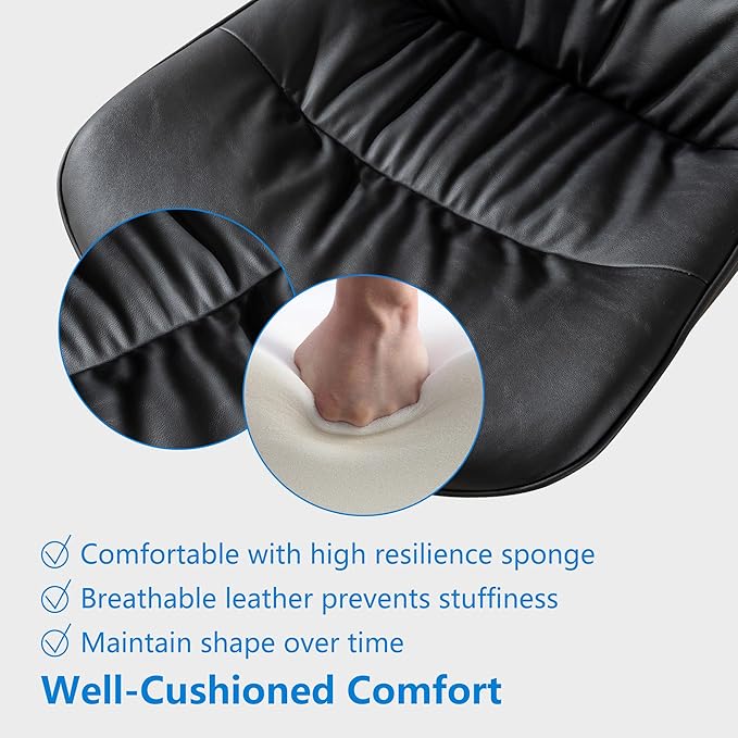 Rowill Leather Office Chair, Ergonomic Armless Desk Chair with Waterproof Cushion & Slient Wheels & SGS-Certified Class 3 Explosion-Proof Gas Lift, Ideal for Home Office, Study and Vanity(Black)