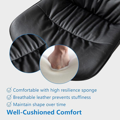 Rowill Leather Office Chair, Ergonomic Armless Desk Chair with Waterproof Cushion & Slient Wheels & SGS-Certified Class 3 Explosion-Proof Gas Lift, Ideal for Home Office, Study and Vanity(Black)