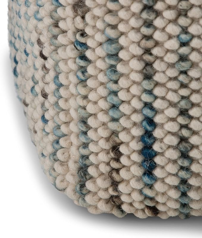 SIMPLIHOME Zoey Boho Cube Woven Pouf in Multi Color Cotton and Wool for the Living Room, Bedroom and Kids Room