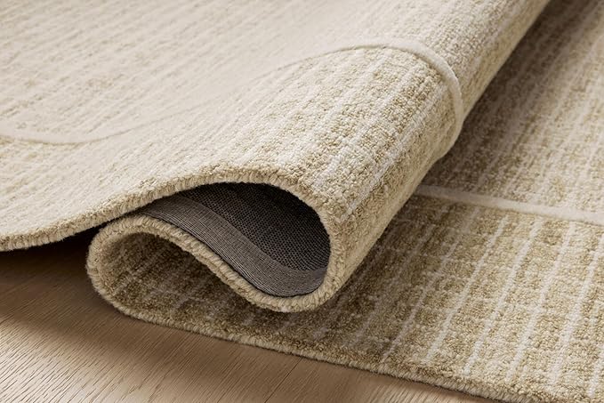 Loloi Chris Loves Julia Briggs Collection, Wheat & Ivory, 7'-9" x 9'-9" Area Rug – Minimal Gritted Design Area Rugs for Living Room Bedroom Entryway & Hallway No Shed High Traffic Home Decor Rug