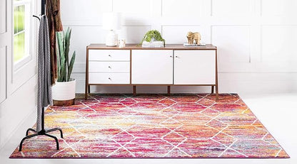 Unique Loom Trellis Frieze Collection Area Rug - Geometric (6' Square, Multi/ Ivory)