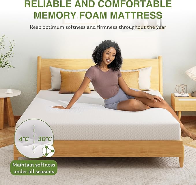 EGOHOME Twin Size Memory Foam Mattress, 10 Inch Bed Mattress in A Box with Cooling Green Tea Gel, Relieve Pressure with Medium Support, CertiPUR-US Certified, 75''L x 38''W, White