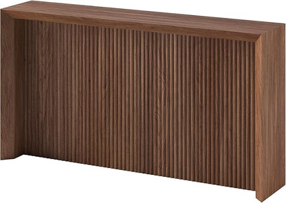 Henn&Hart 56'' Wooden Rectangular Fluted Console Table Entryway Table, Sofa Table for Entryway, Living Room, Couch, Hallway, or Office, Satin Walnut