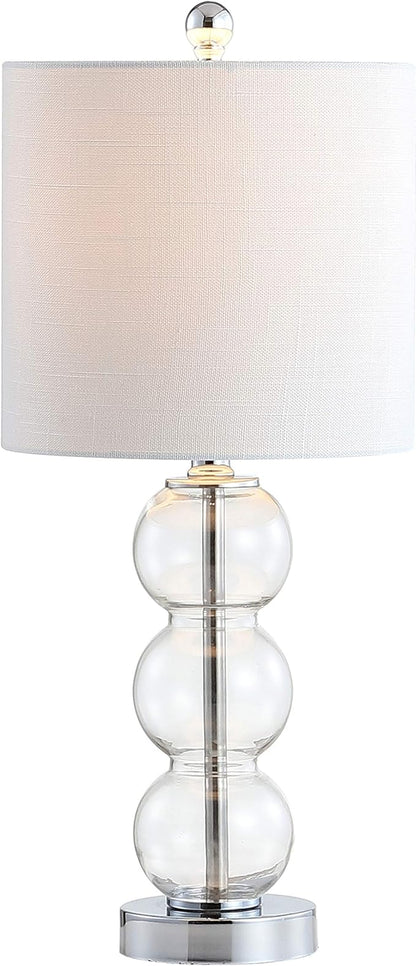 JONATHAN Y JYL1021D February 21" Glass/Metal LED Table Lamp Contemporary Bedside Desk Nightstand Lamp for Bedroom Living Room Office College Bookcase LED Bulb Included, Clear/Chrome