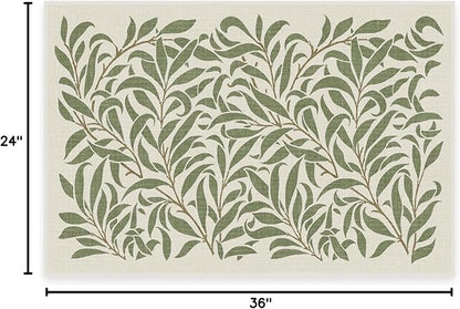 RUGGABLE x Morris & Co Machine Washable Area Rug – Pure Willow Boughs Green 2x3, Stain-Resistant, Non-Slip – Small Rugs for Living Room, Bedroom, Hallway, Entryway & Bathroom–with Cushioned Pad