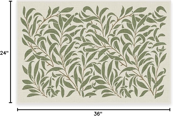 RUGGABLE x Morris & Co Washable Area Rug– Pure Willow Boughs Green 2x3, Stain-Resistant, Non-Slip –Small Machine Washable Rugs for Living Room, Bedroom, Hallway, Entryway & Bathroom–with Standard Pad