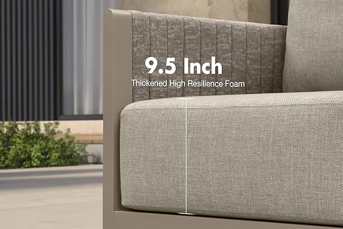 PURPLE LEAF Patio Furniture Set 8 Pieces Outdoor Conversation Sets PP Rope Patio Sofa with Cushions Manual Weaving Deep Seating Furniture for Porch Lawn Backyard Beige