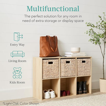 Best Choice Products 6-Cube Storage Organizer, 11in Shelf Opening, Bookcase, Display Shelf, Customizable w/ 3 Removable Back Panels – Dark Gray