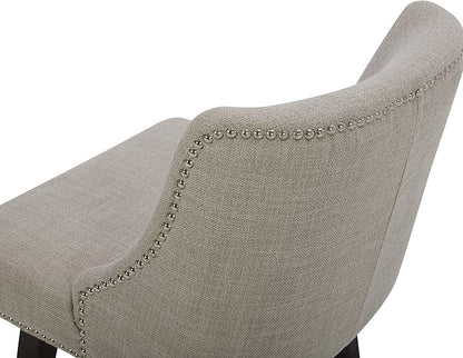 CHITA Counter Height Swivel Bar Stools, FSC Certified Upholstered Counter Stools, Modern Swivel Barstools with Wood Legs for Kitchen Island, 26" Seat Height, Fabric in Tan