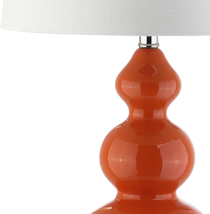 JONATHAN Y JYL4023A Bowen 27.5" Ceramic LED Table Lamp Contemporary Transitional Bedside Desk Nightstand Lamp for Bedroom Living Room Office College Bookcase LED Bulb Included, Coral